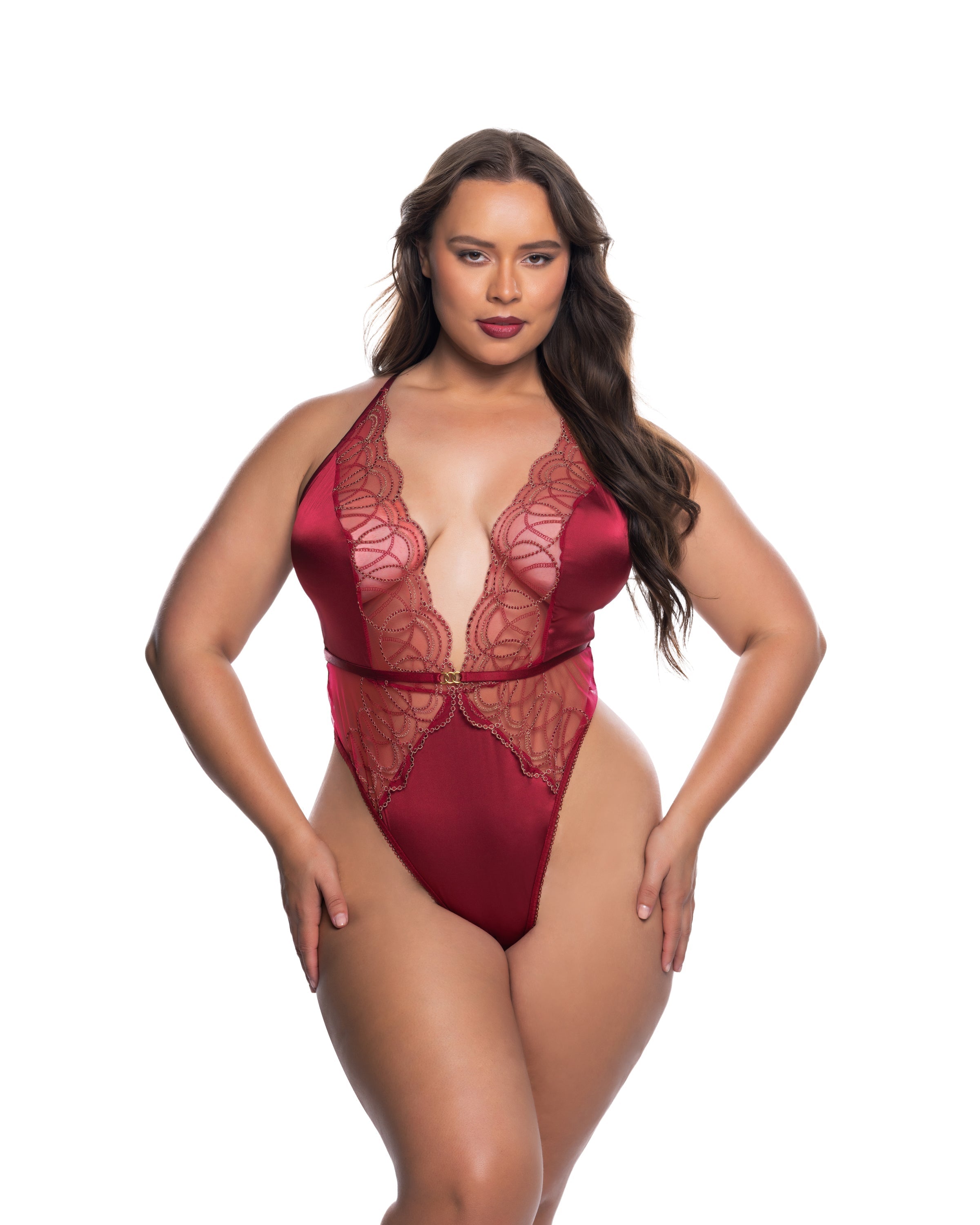 Roma Confidential Beaded Belle Teddy Metallic Wine Embroidery