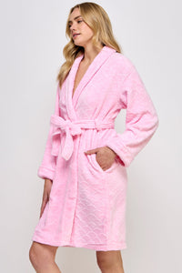 BeWicked Ariel Robe Jacquard Plush Long Sleeve with Pockets Pink