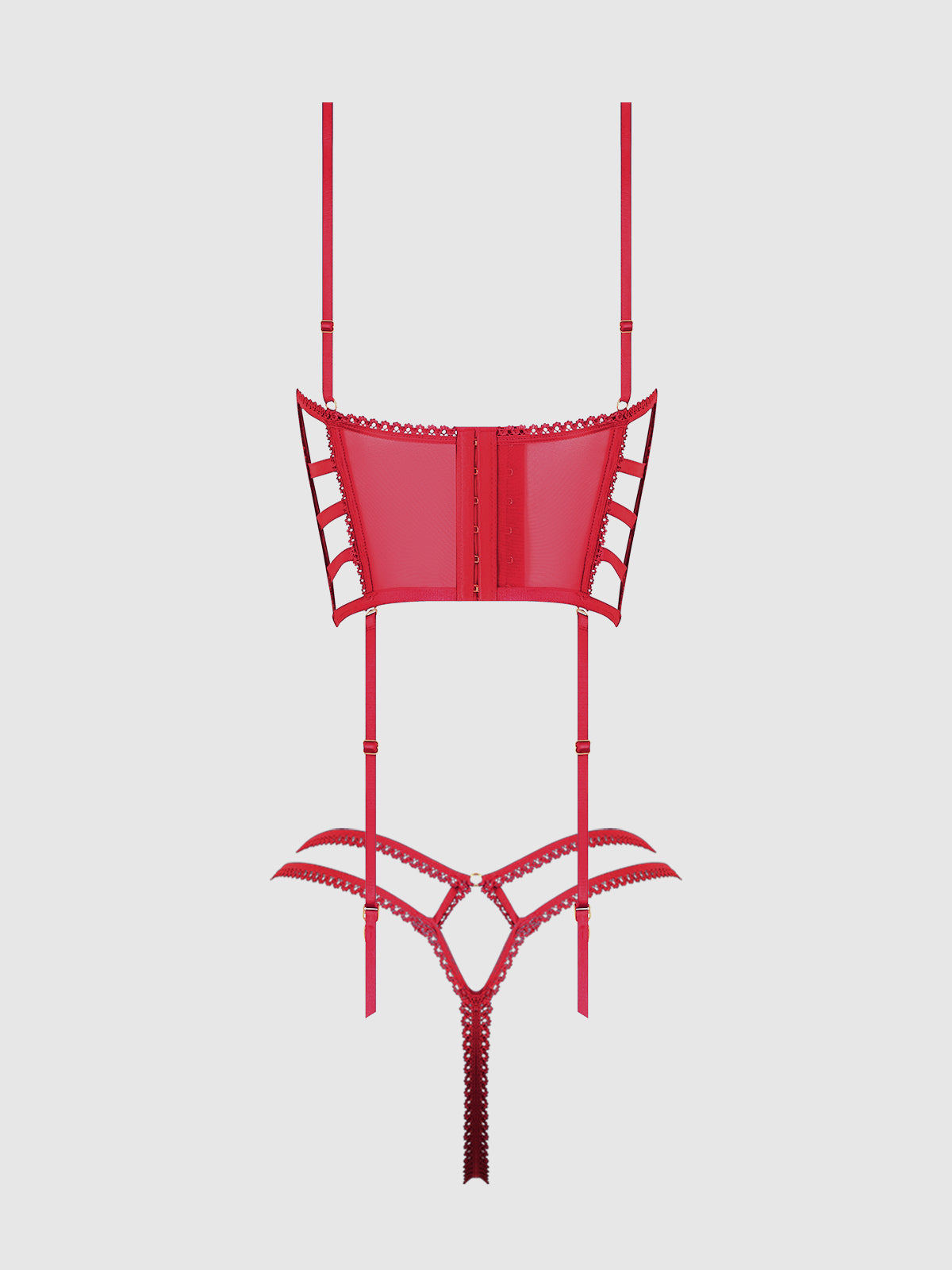 House of Desire Bianca Strappy Lace Bustier & Thong Set