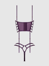 House of Desire Bianca Strappy Lace Bustier & Thong Set