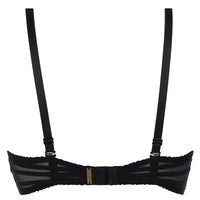 Black Hibiscus unlined sheer mesh bra with delicate lace, transparent tulle, and ornamental details.