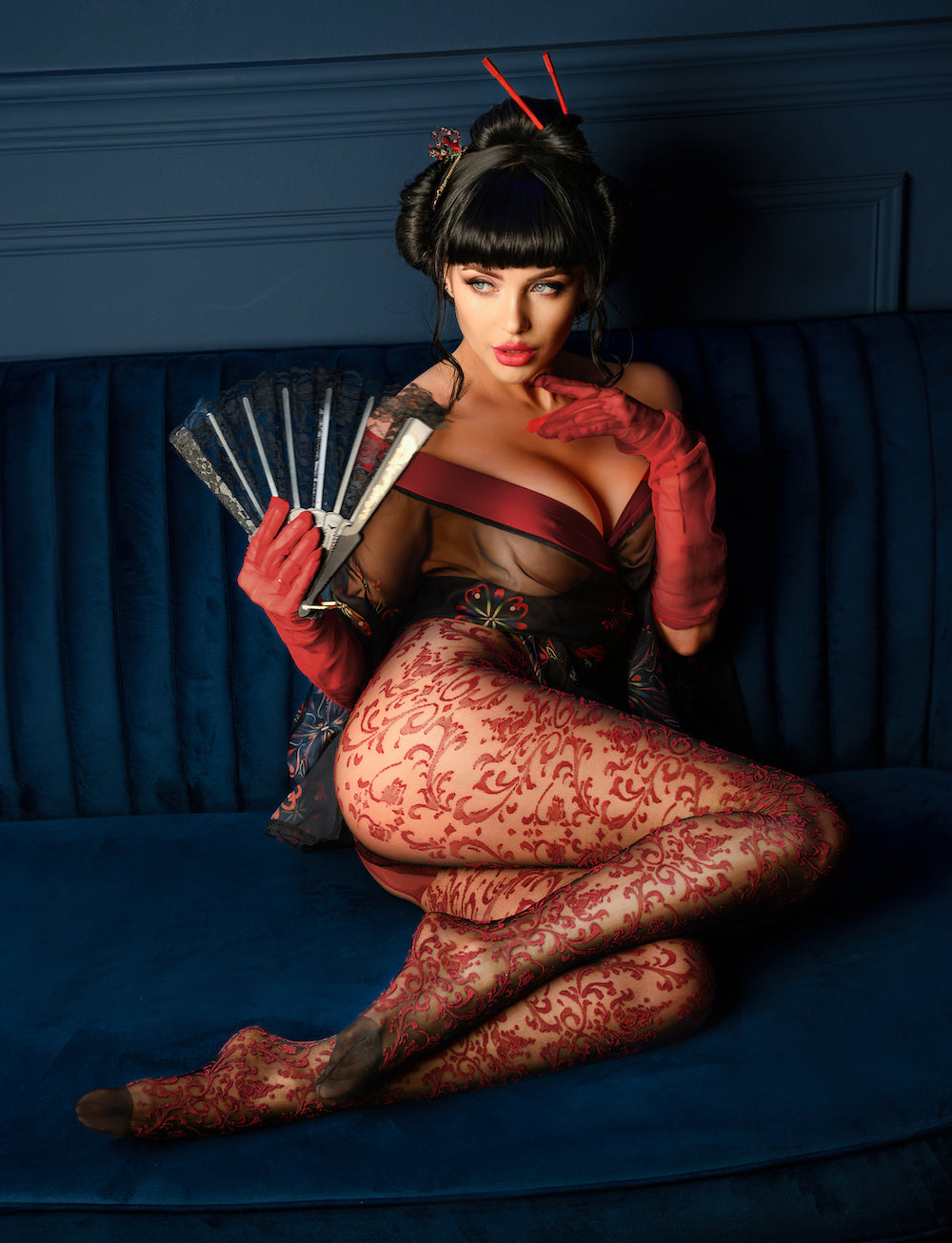 Black Secret BS135 Crotchless Tights Bordeaux