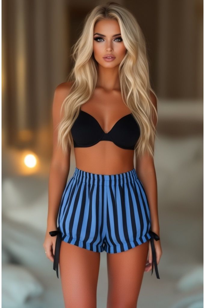 Black/Blue Striped Bloomers