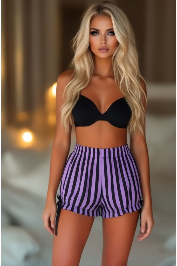 Black/Light Purple Striped Bloomers
