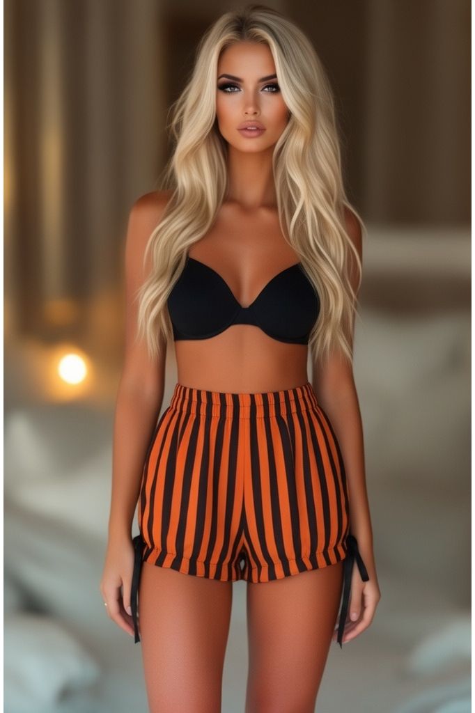 Black/Orange Striped Bloomers