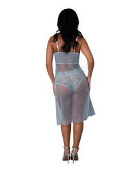 Magic Silk Blue Sky Long Chemise & Boy Short Panty - Light Blue