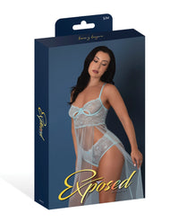 Magic Silk Blue Sky Long Chemise & Boy Short Panty - Light Blue
