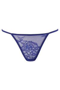 Axami Blueberry Lace Babydoll matching transparent blue lace thong panty.