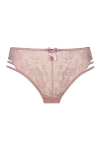 Axami Blush Rose lace bikini briefs with feminine decorations and delicate lace, featuring a charming front bow.