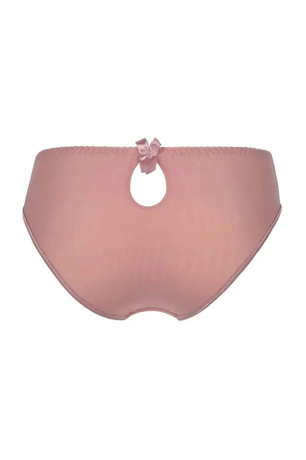 Blush Rose lace bikini briefs with a feminine bow and keyhole detail.