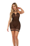 Pink Lipstick All Talk Bodystocking Dress - One Size - Black