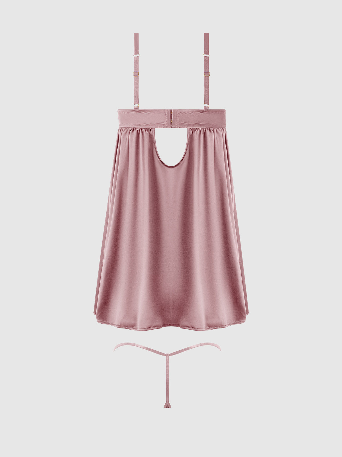 House of Desire Brigeta Satin & Mesh Corsetted Babydoll Set