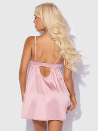 House of Desire Brigeta Satin & Mesh Corsetted Babydoll Set