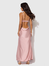 House of Desire Brigeta Satin Mono Wire Long Gown Mauve