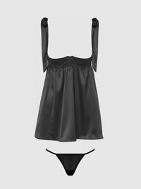 House of Desire Brigeta Satin Open Cup Babydoll Set
