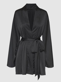 House of Desire Brigeta Short Satin Robe Black