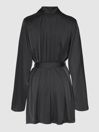 House of Desire Brigeta Short Satin Robe Black