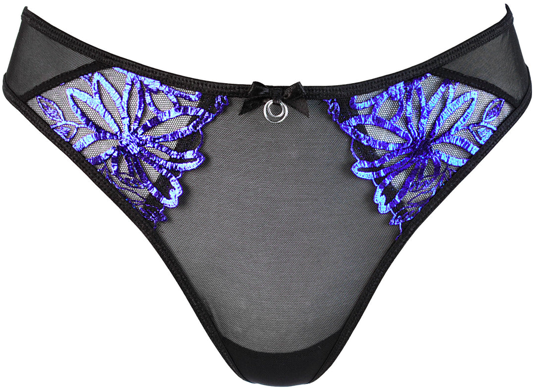 Brilliance Embroidery Thong Panty Blue Shimmer-Axami-Rebel Romance