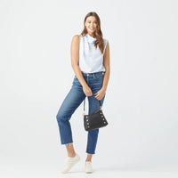 Hammitt Bryant Med Leather Shoulder Bag Black/Brushed Gold Red Zip-Rebel Romance