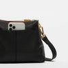 Hammitt Bryant Med Leather Shoulder Bag Black/Brushed Gold Red Zip-Rebel Romance