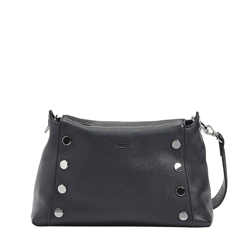 Hammitt Bryant Med Leather Shoulder Bag Black/Gunmetal-Rebel Romance