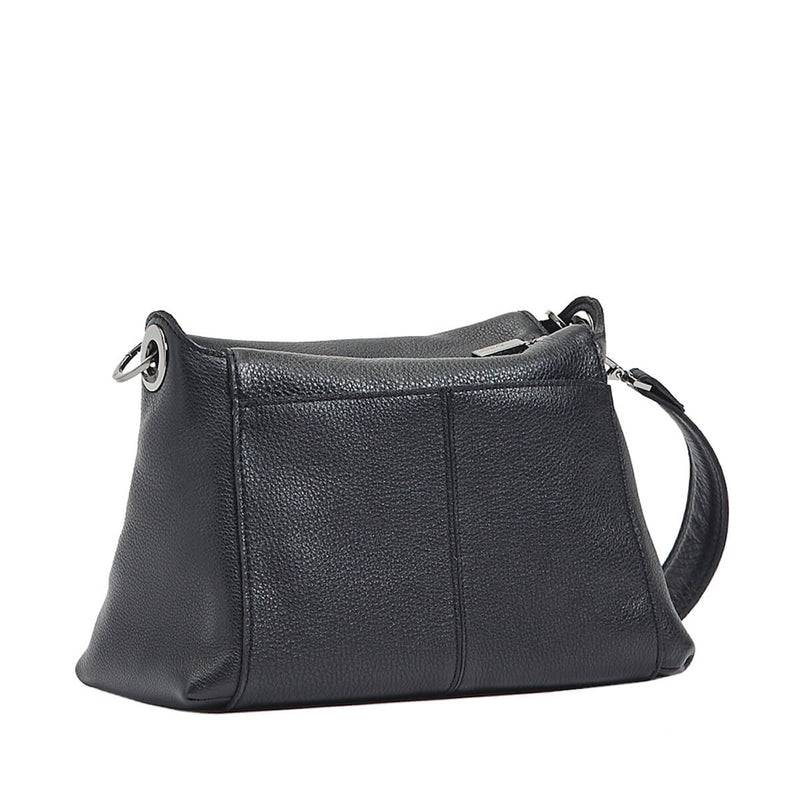 Hammitt Bryant Med Leather Shoulder Bag Black/Gunmetal-Rebel Romance