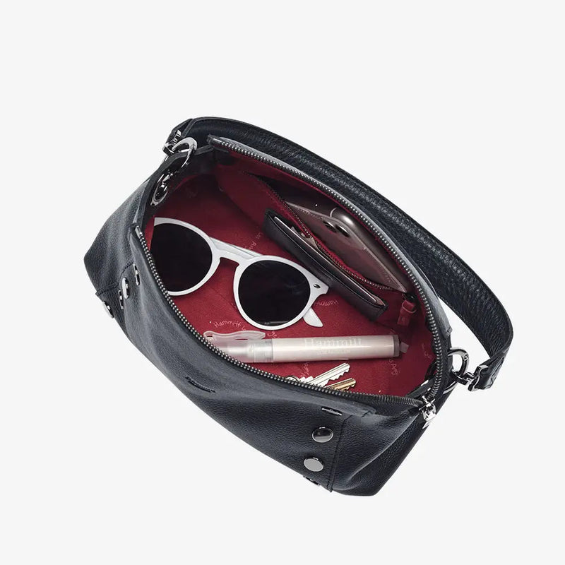 Hammitt Bryant Med Leather Shoulder Bag Black/Gunmetal-Rebel Romance