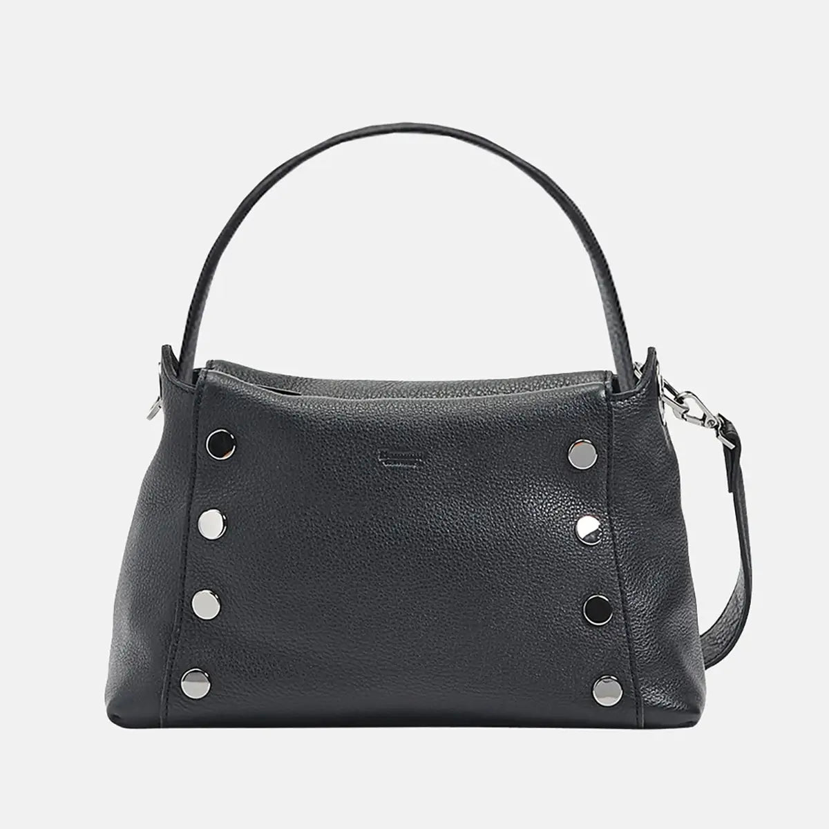 Hammitt Bryant Med Leather Shoulder Bag Black/Gunmetal-Rebel Romance