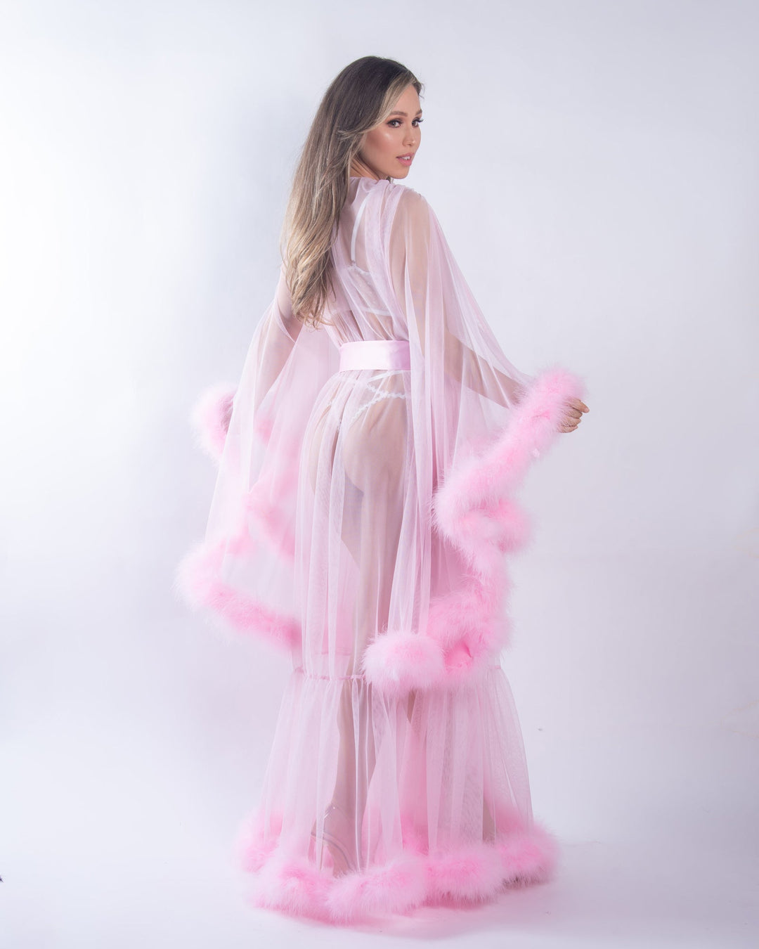 Burlesque Hollywood Glam Luxury Robe Baby Pink-Roma Confidential-Rebel Romance