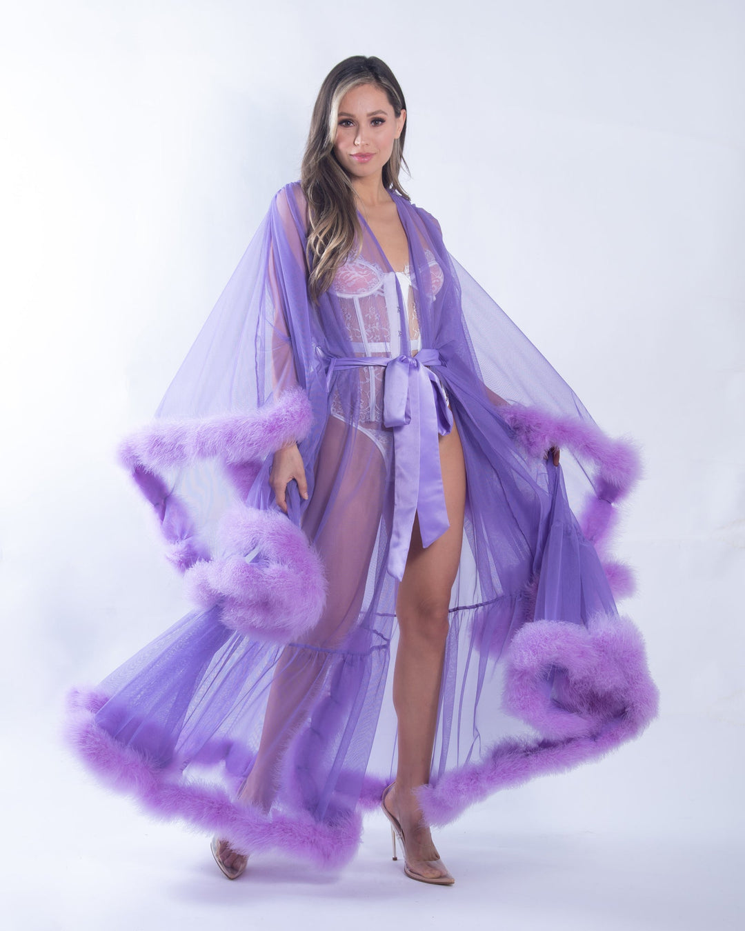 Roma Confidential Burlesque Hollywood Glam Luxury Robe Lavender