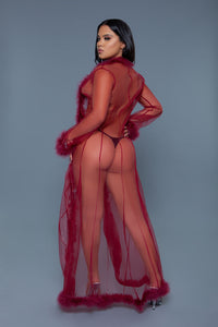 Burlesque BeWicked Marabou Robe Maroon