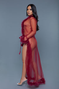 Burlesque BeWicked Marabou Robe Maroon