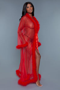 Burlesque BeWicked Marabou Sheer Robe Red