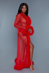 Burlesque BeWicked Marabou Sheer Robe Red