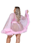 Roma Confidential Burlesque Plus Hollywood Glam Luxury Mini Robe Baby Pink