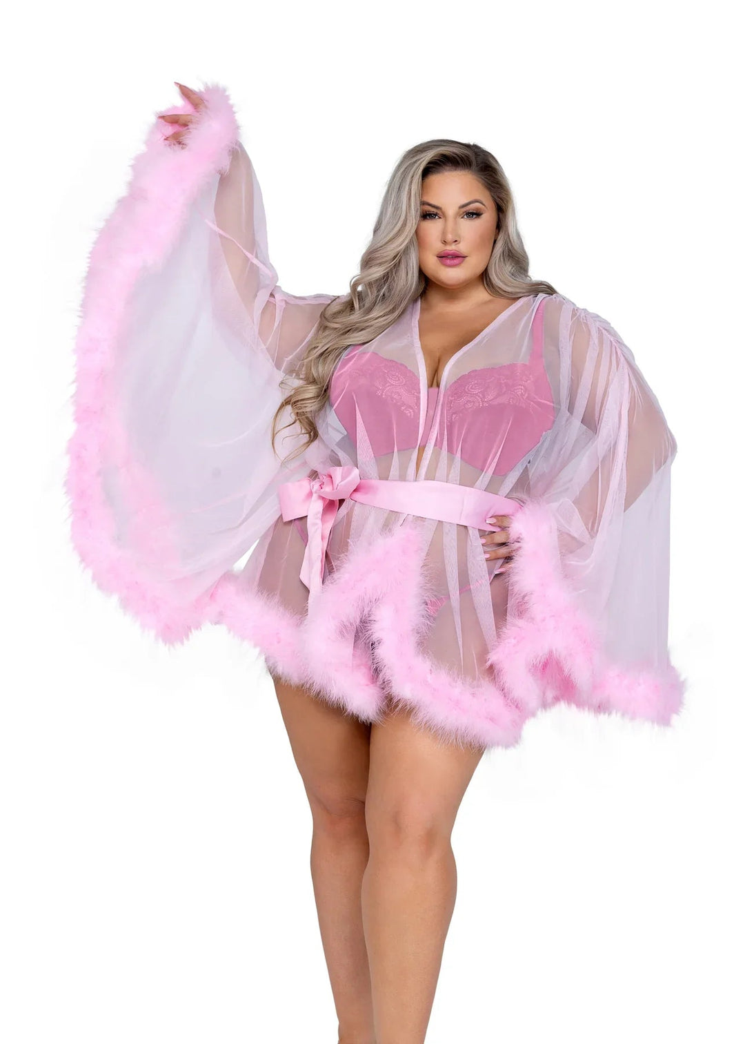 Burlesque Plus Hollywood Glam Luxury Mini Robe Baby Pink-Roma Confidential-Rebel Romance