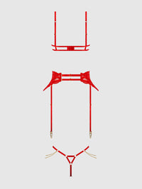 House of Desire Cecily Lace & Chain Open Cups Bra Set