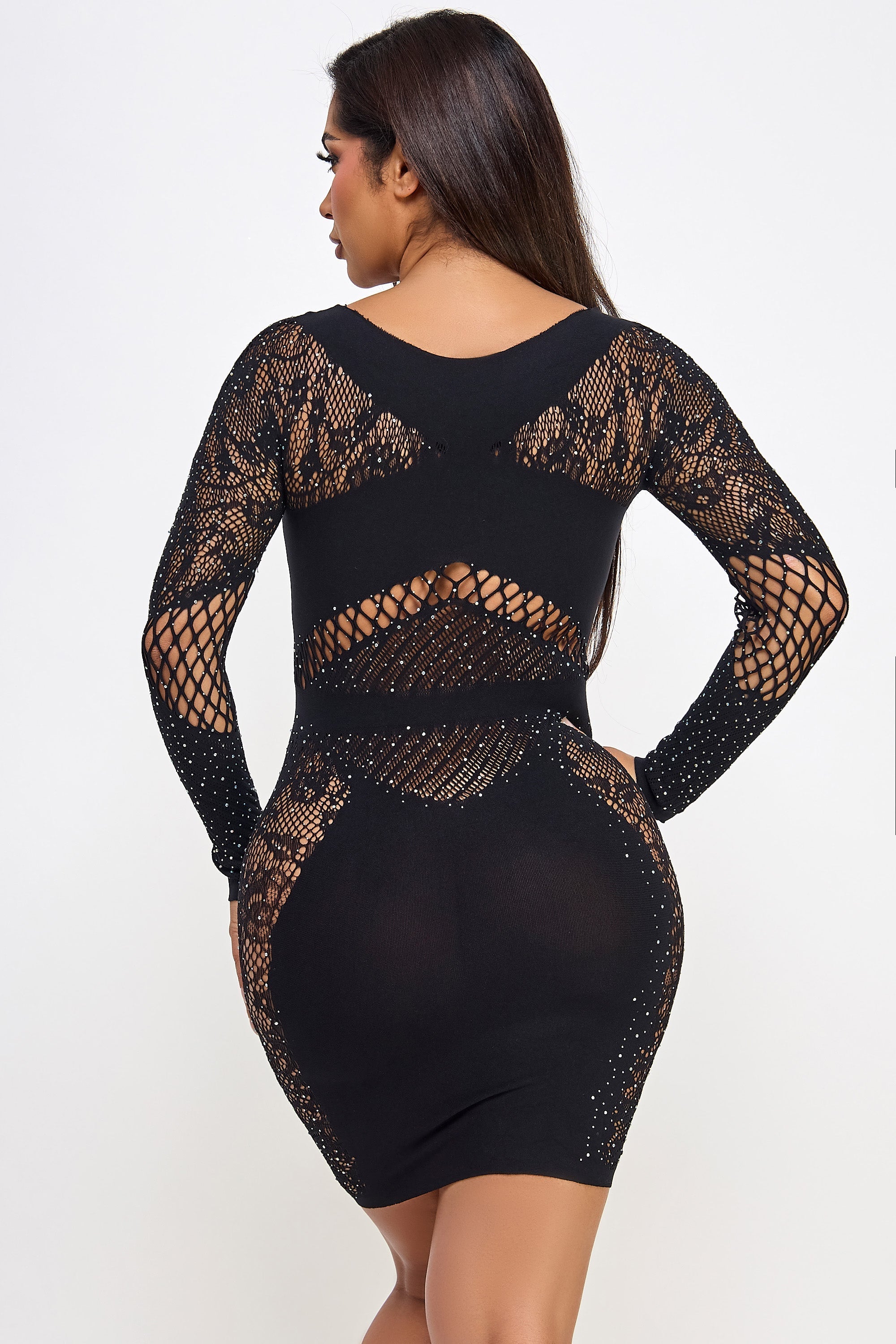 BeWicked Celeste Rhinestone Bling Mini Dress Bodystocking