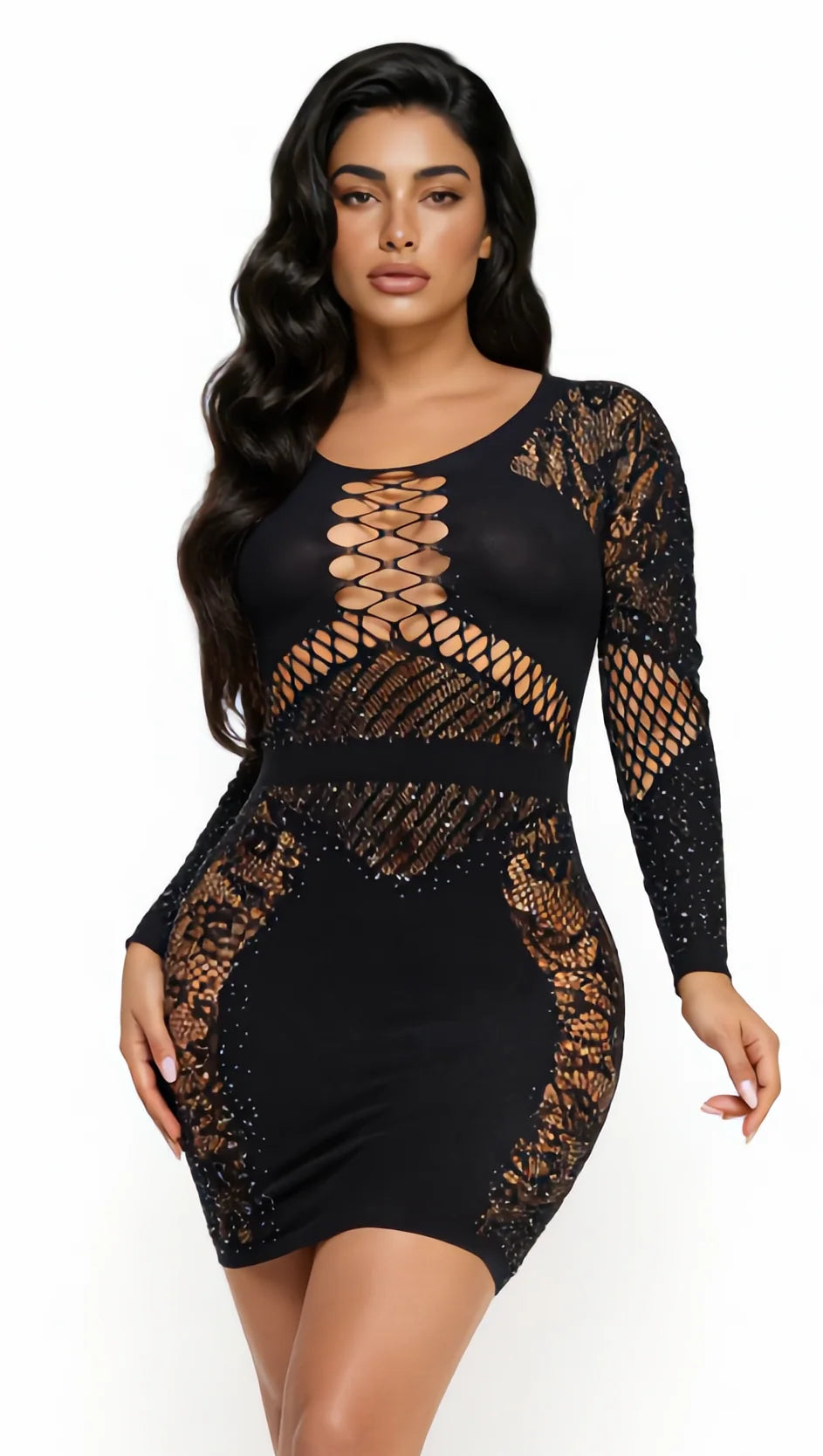 Celeste Rhinestone Bling Mini Dress Bodystocking