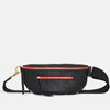 Hammitt Charles Small Leather Crossbody Bag Black/Brushed Gold Red Zip-Rebel Romance