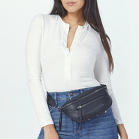 Hammitt Charles Small Leather Crossbody Bag Black/Gunmetal-Rebel Romance