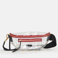 Hammitt Charles Small Leather Crossbody Bag Clear Black/Brushed Gold Red Zip-Rebel Romance