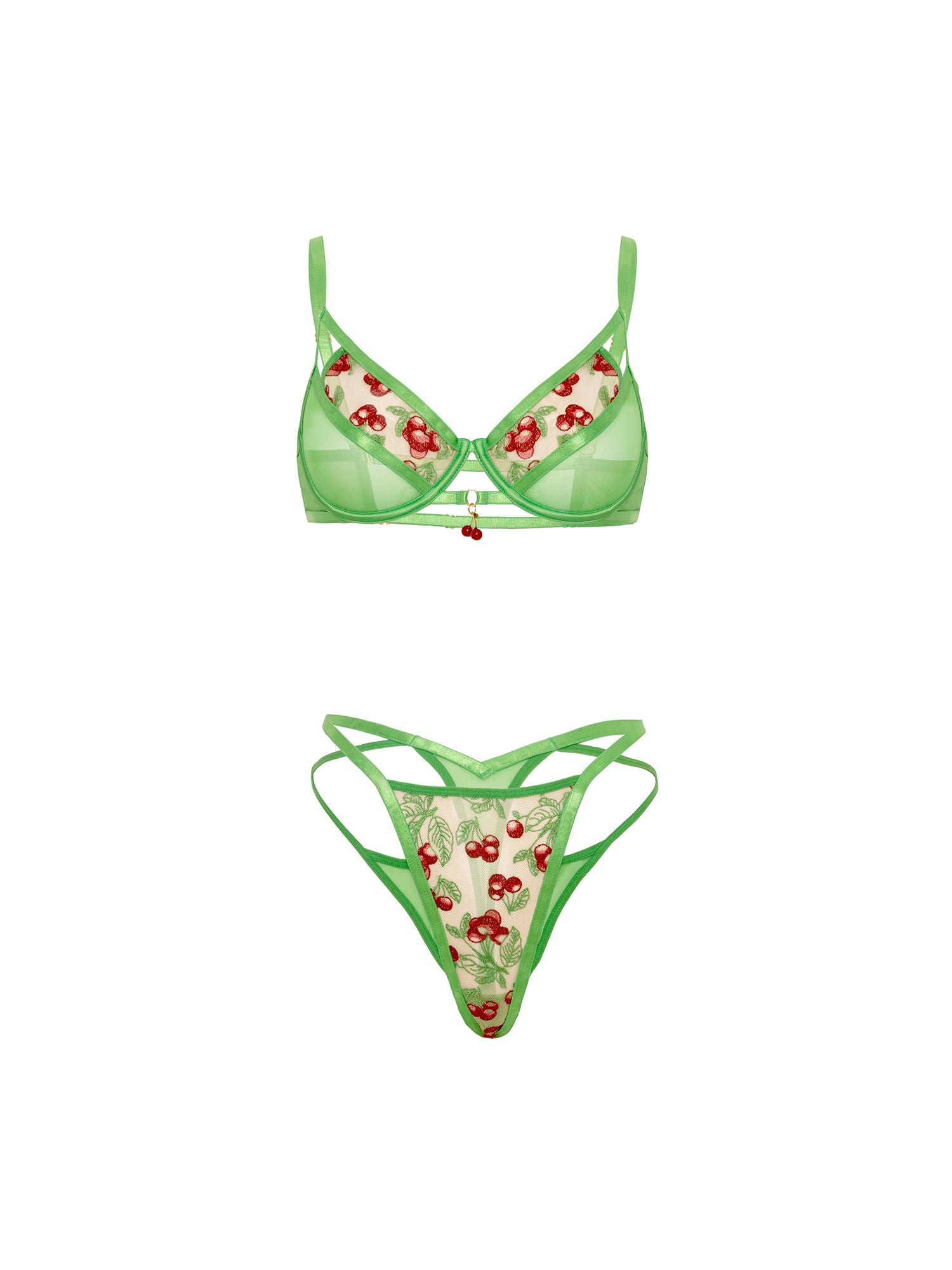 Oh la la Cheri Cherry Embroidered Bra Set