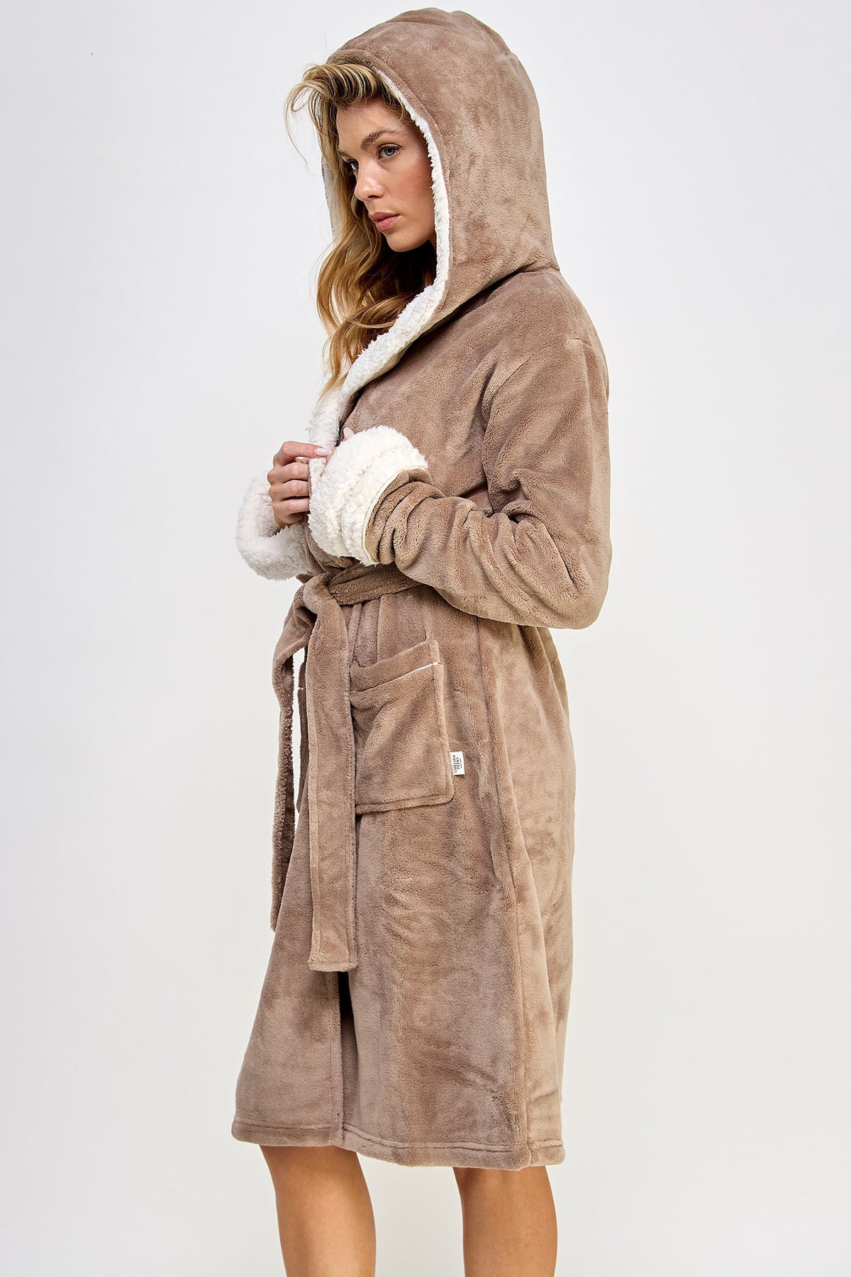 Chic Plush Cozy Fleece Sydney Robe Brown