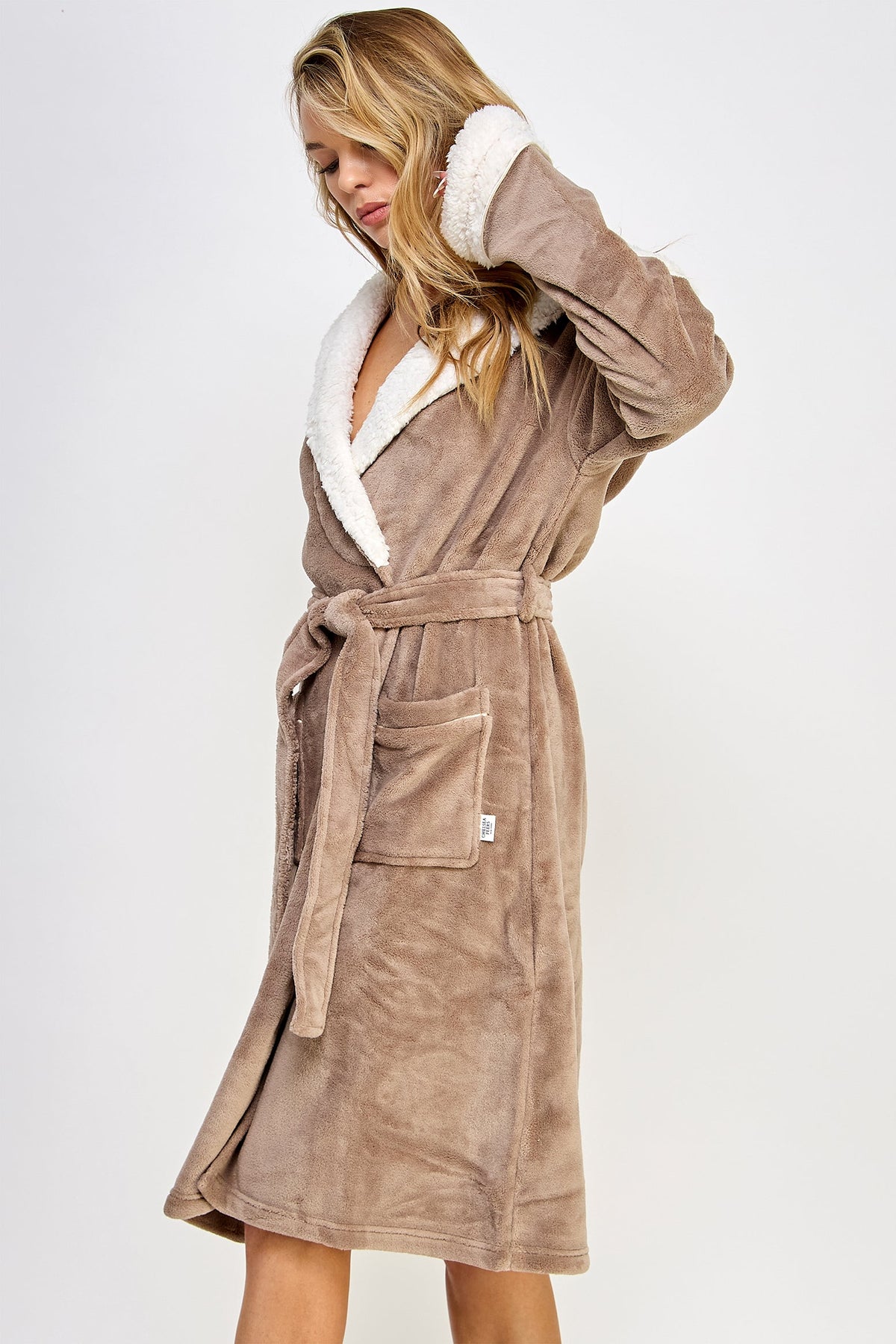 Chic Plush Cozy Fleece Sydney Robe Brown