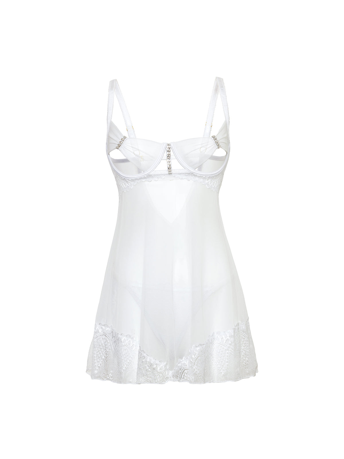Clarinda Sexy Open Cups Babydoll Set with Rhinestones
