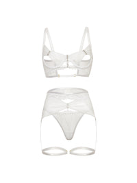 Oh la la Cheri Clarinda Sexy Open Cups Garter Bra Set with Rhinestones