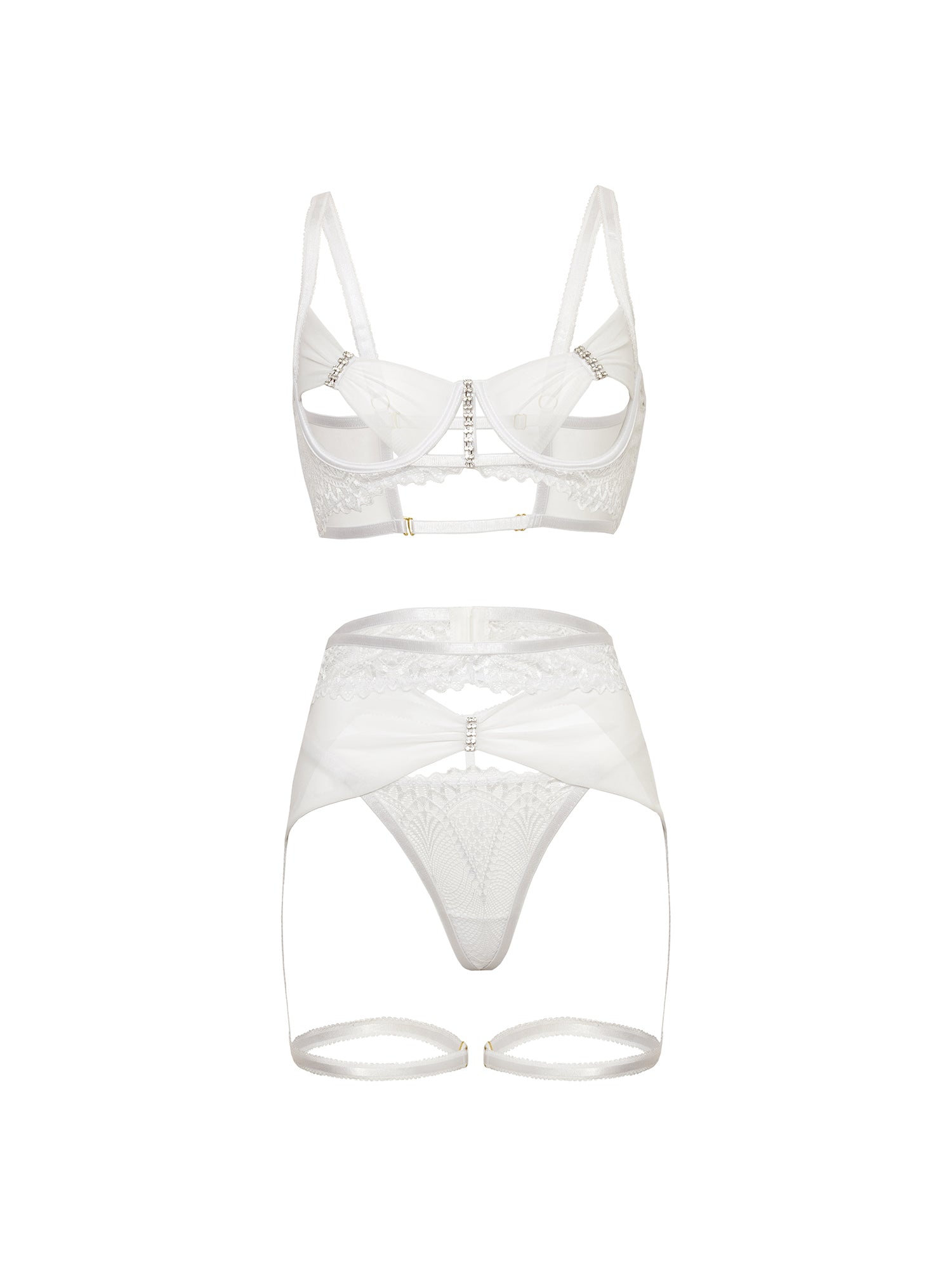 Oh la la Cheri Clarinda Sexy Open Cups Garter Bra Set with Rhinestones