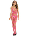 Coquette Sleek Seamless Stretch Open Net Bodystocking Neon Pink