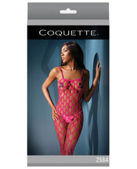 Coquette Sleek Seamless Stretch Open Net Bodystocking Neon Pink